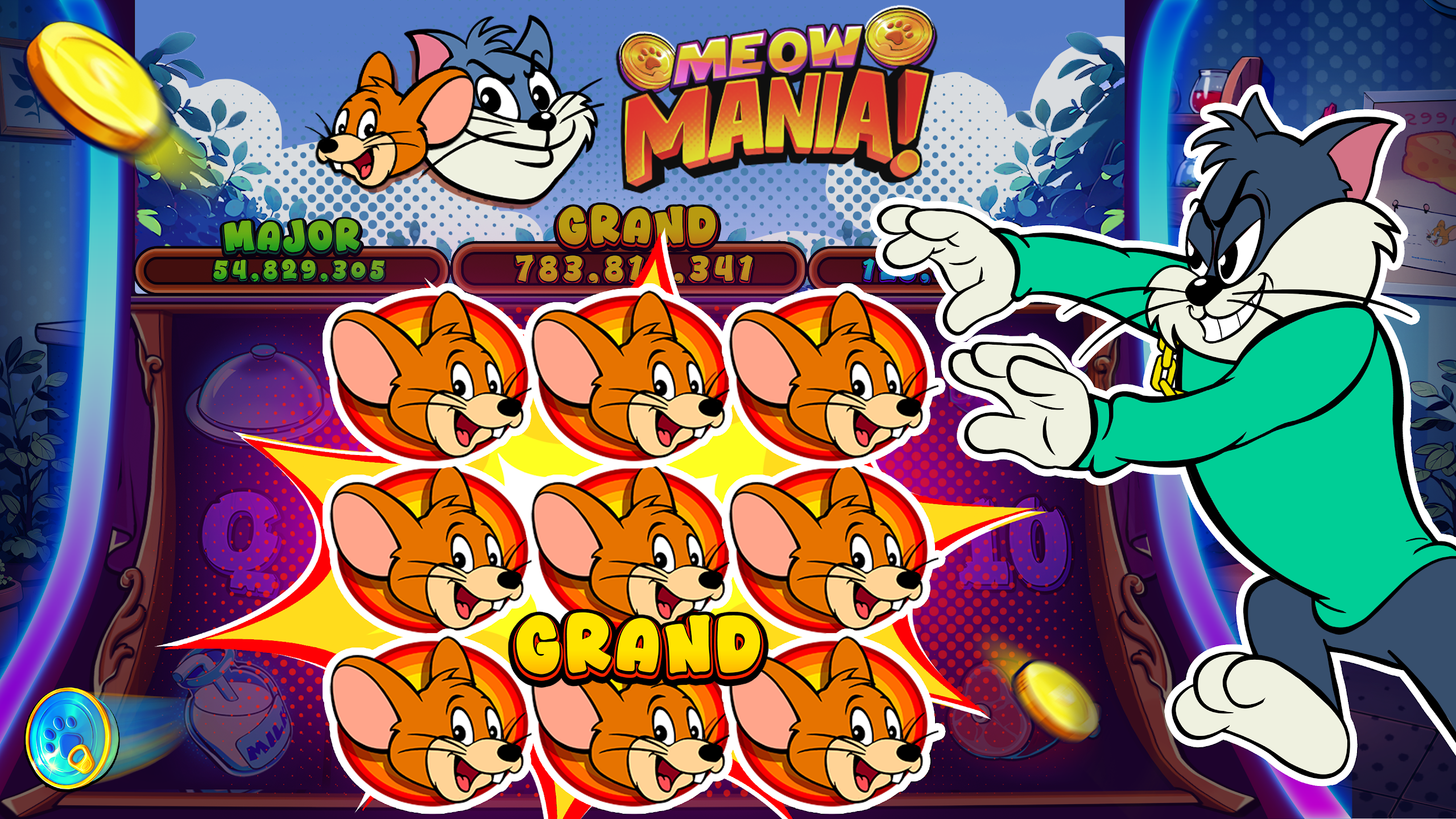 Pantalla de bonificación con multiplicadores y símbolos especiales