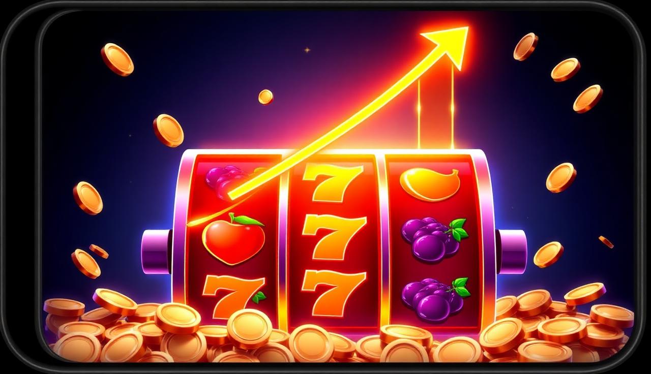 Barra de premios ascendente sobre carretes de frutas