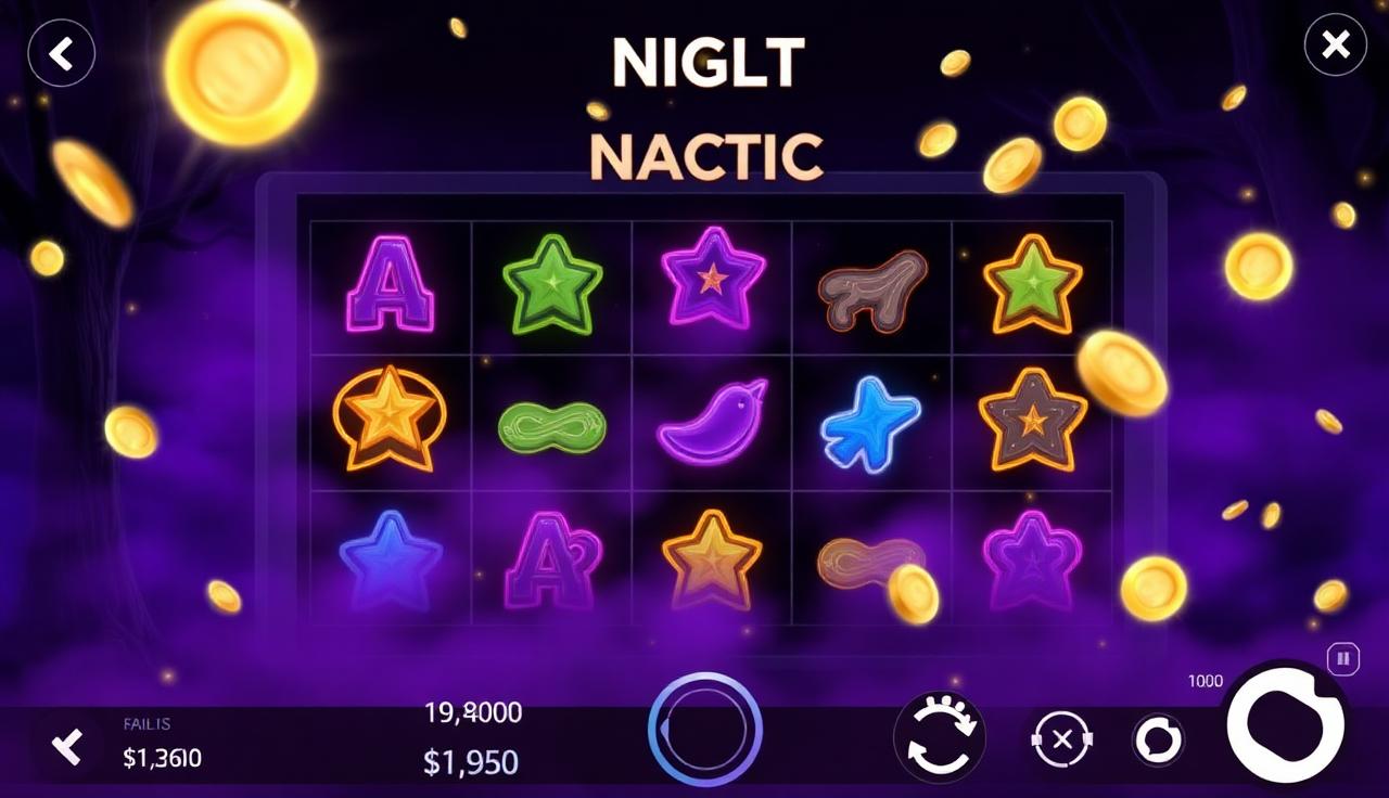 Mini juego nocturno con niebla y símbolos brillantes